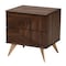 Baxton Studio Graceland Mid-Century Modern Transitional Walnut Brown Finished Wood 2-Drawer Nightstand 233-13277-ZORO - alternate 1